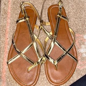 Golden strapped  girl sandals